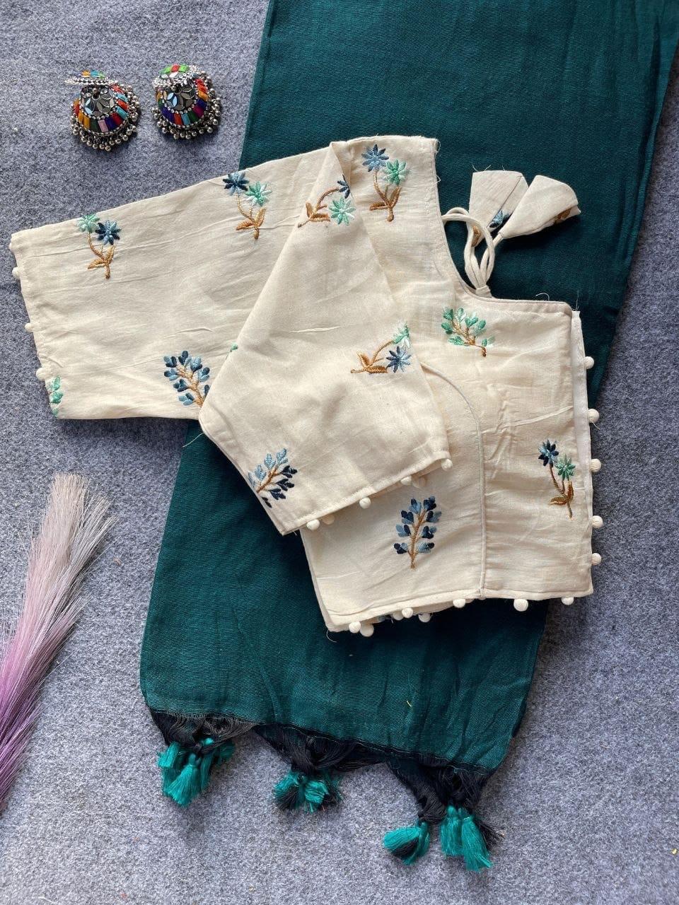 Embroided Blouse With Saree