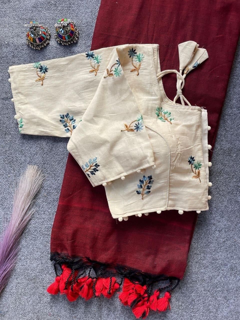 Embroided Blouse With Saree