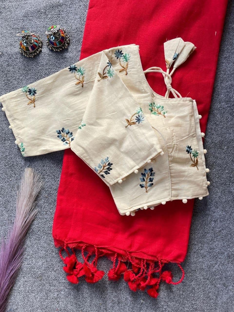 Embroided Blouse With Saree