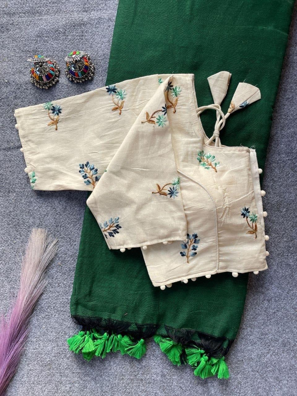 Embroided Blouse With Saree