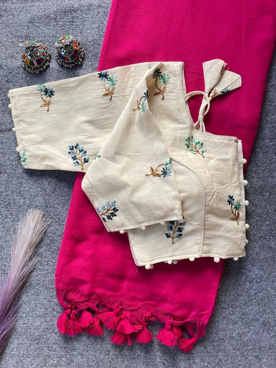 Embroided Blouse With Saree