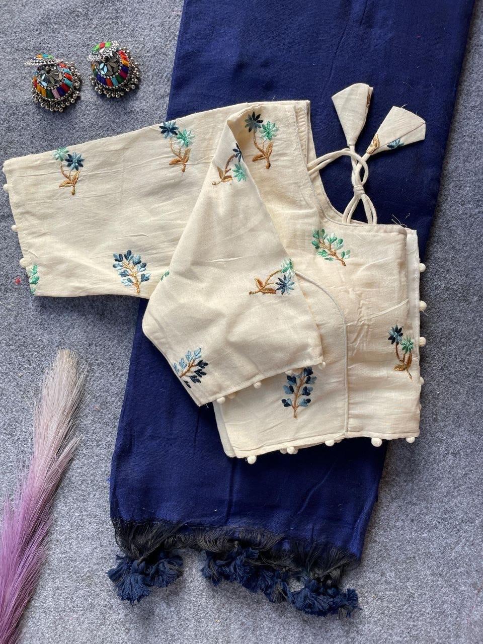 Embroided Blouse With Saree