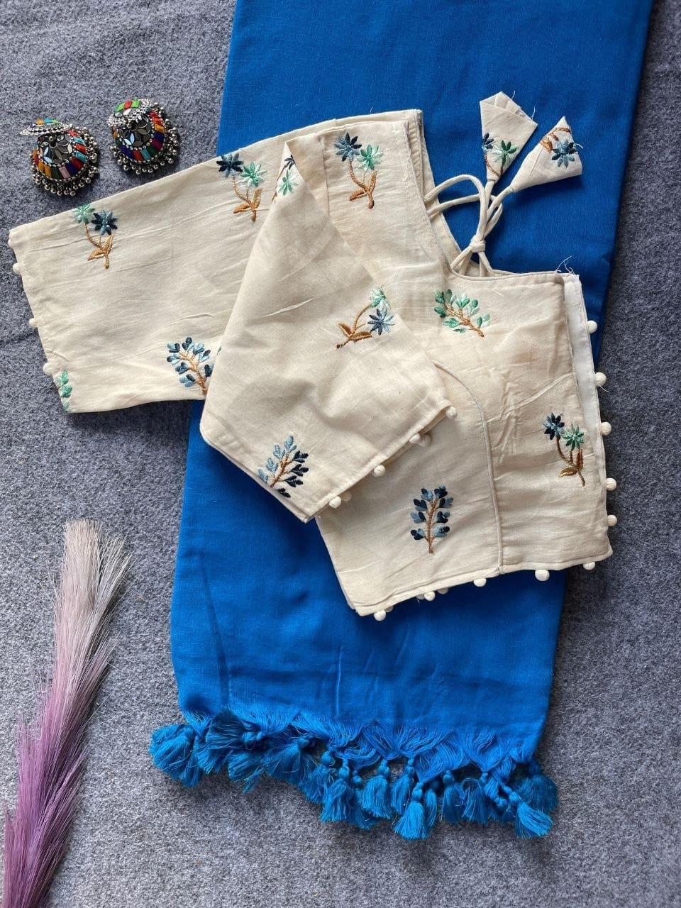 Embroided Blouse With Saree