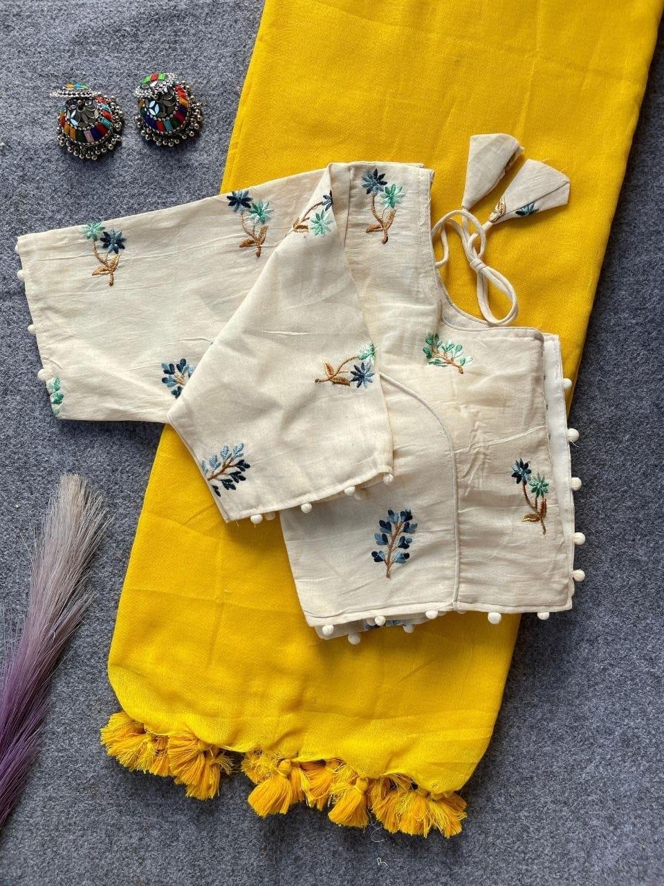 Embroided Blouse With Saree