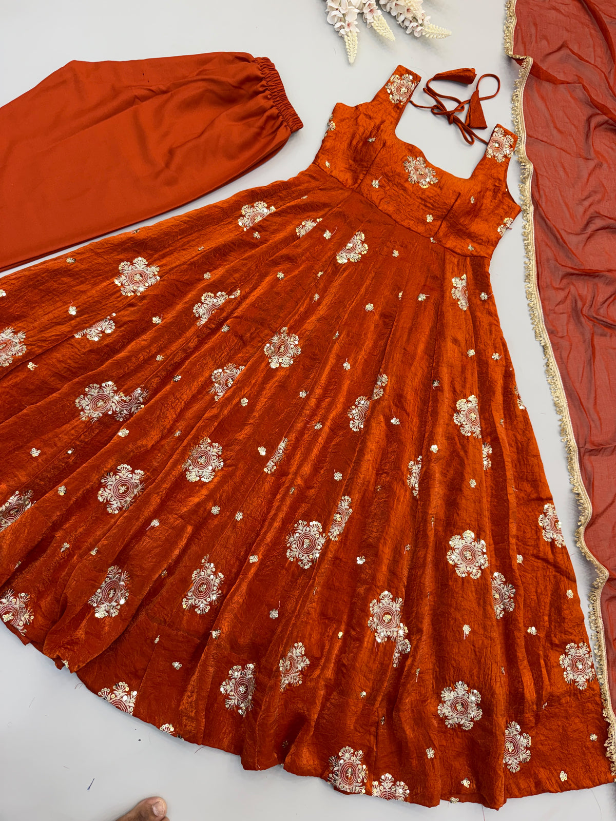 Embroided Gown Pant set