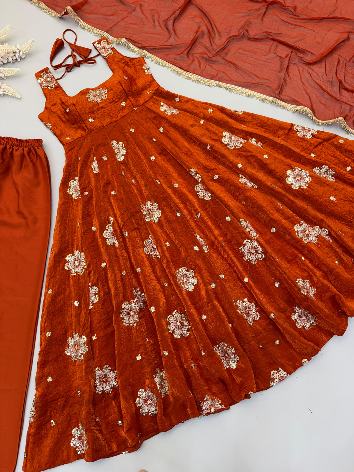 Embroided Gown Pant set