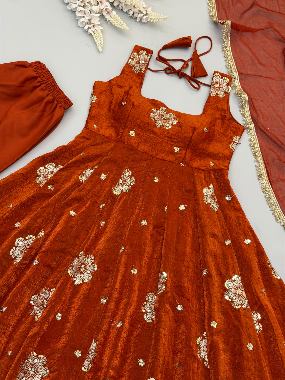 Embroided Gown Pant set