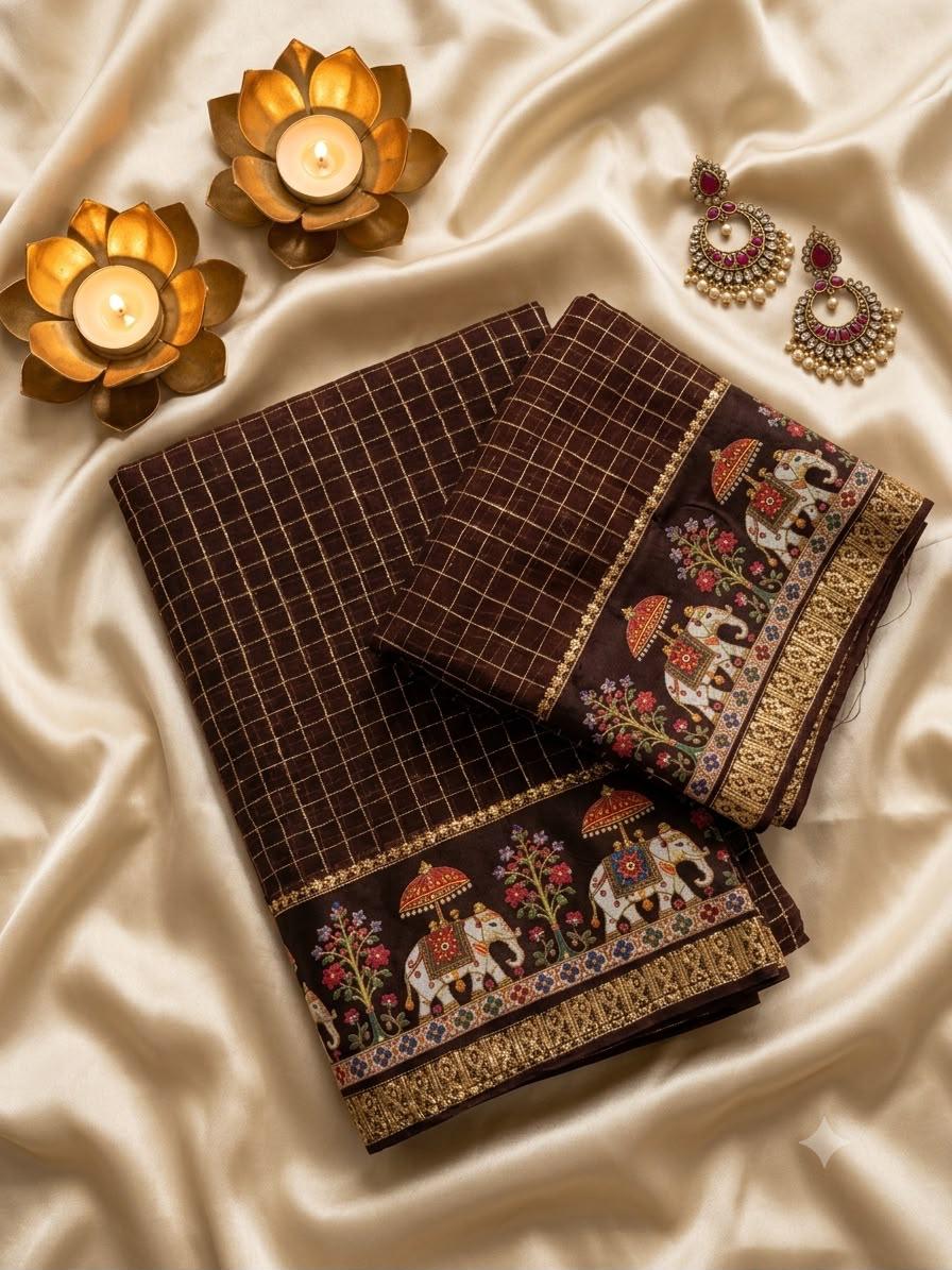 Elegant 3D Printed Georgette Saree