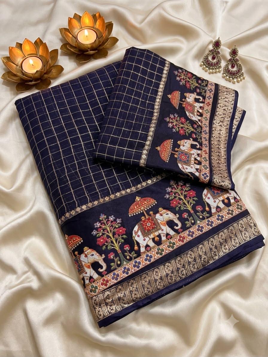 Elegant 3D Printed Georgette Saree