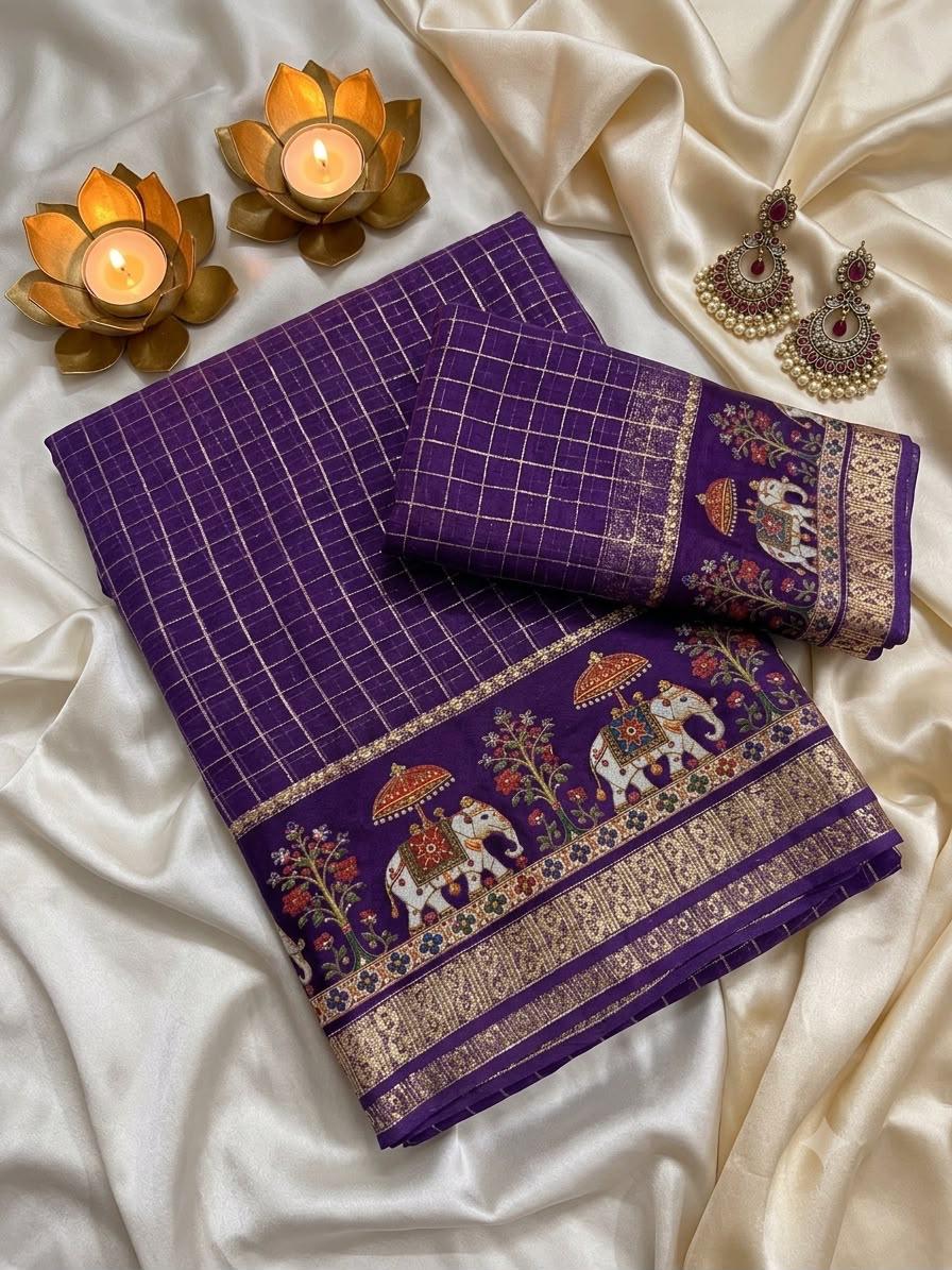 Elegant 3D Printed Georgette Saree