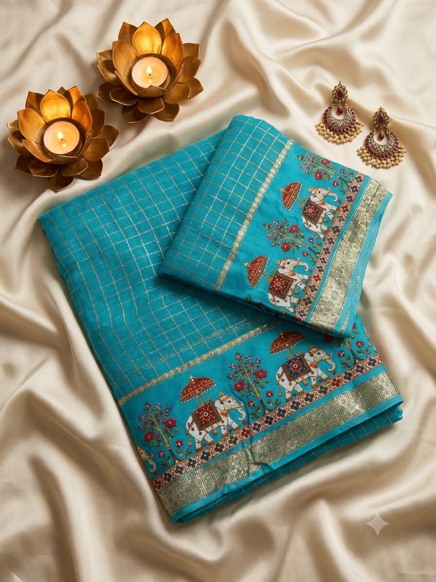 Elegant 3D Printed Georgette Saree