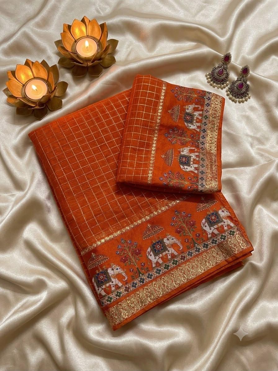 Elegant 3D Printed Georgette Saree