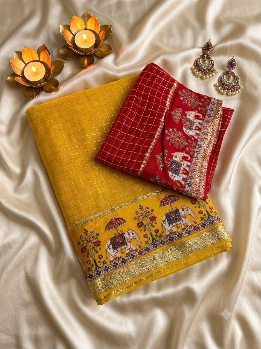 Elegant 3D Printed Georgette Saree