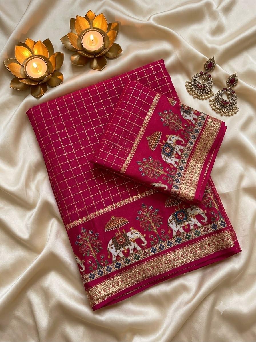 Elegant 3D Printed Georgette Saree