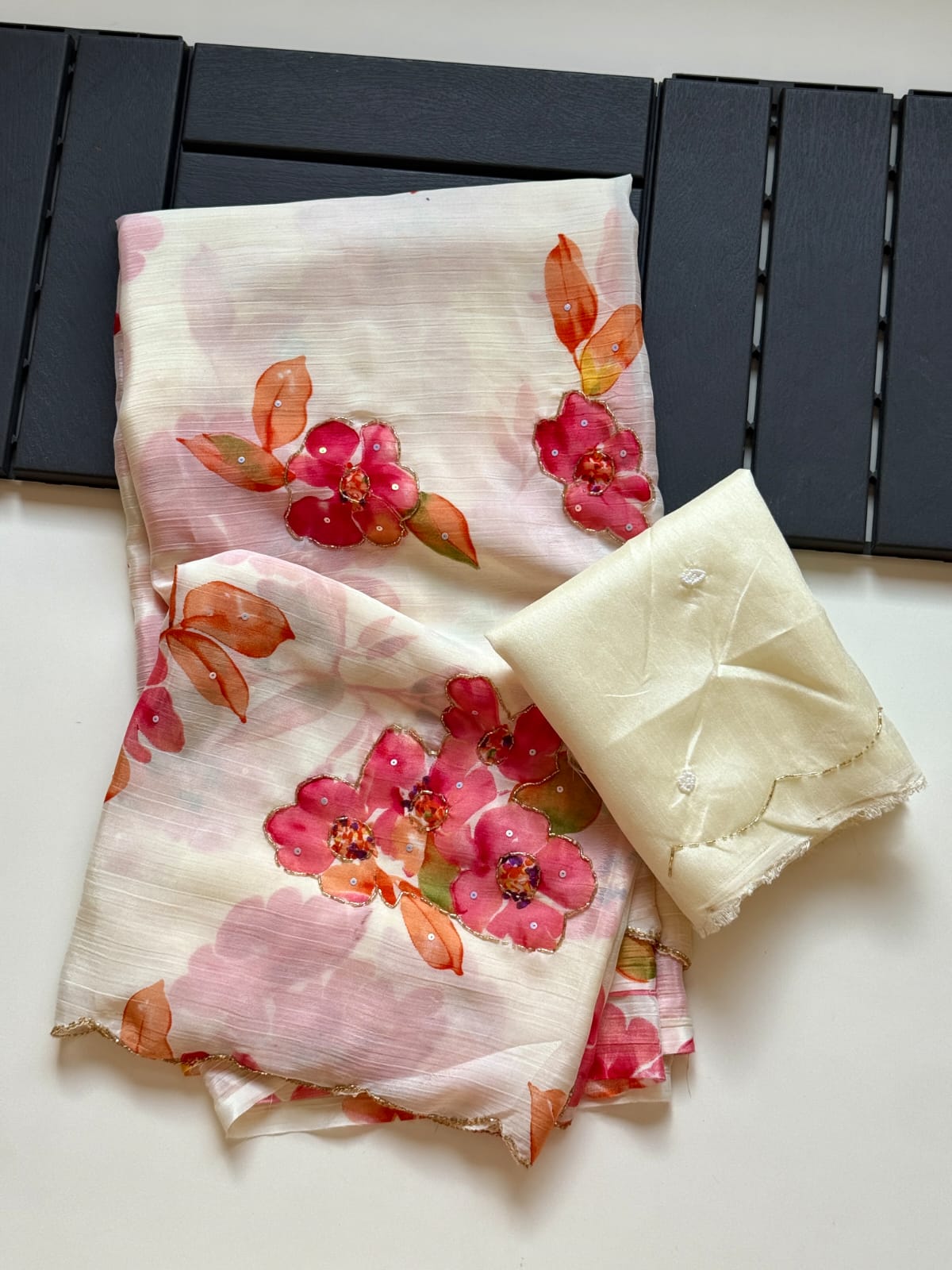 Soft Chinnon Silk  Saree