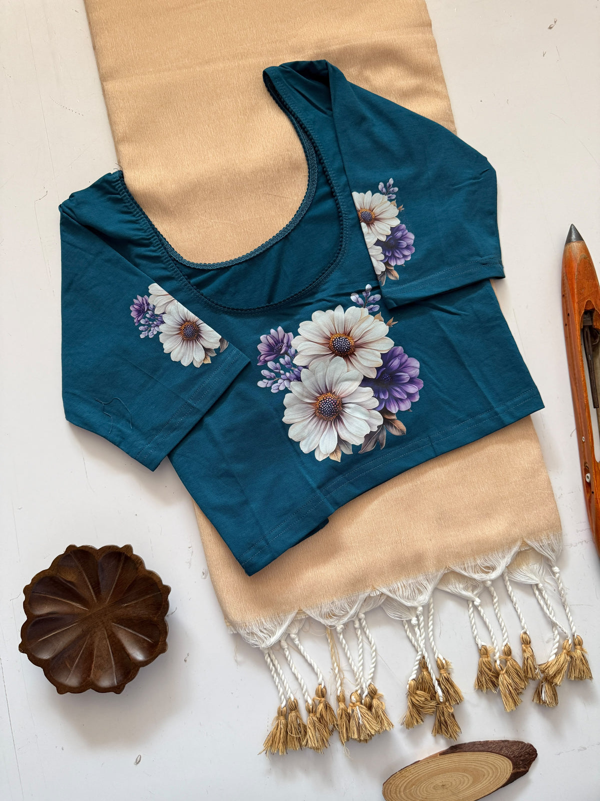 Khadi Cotton Saree & Strechable Blouse
