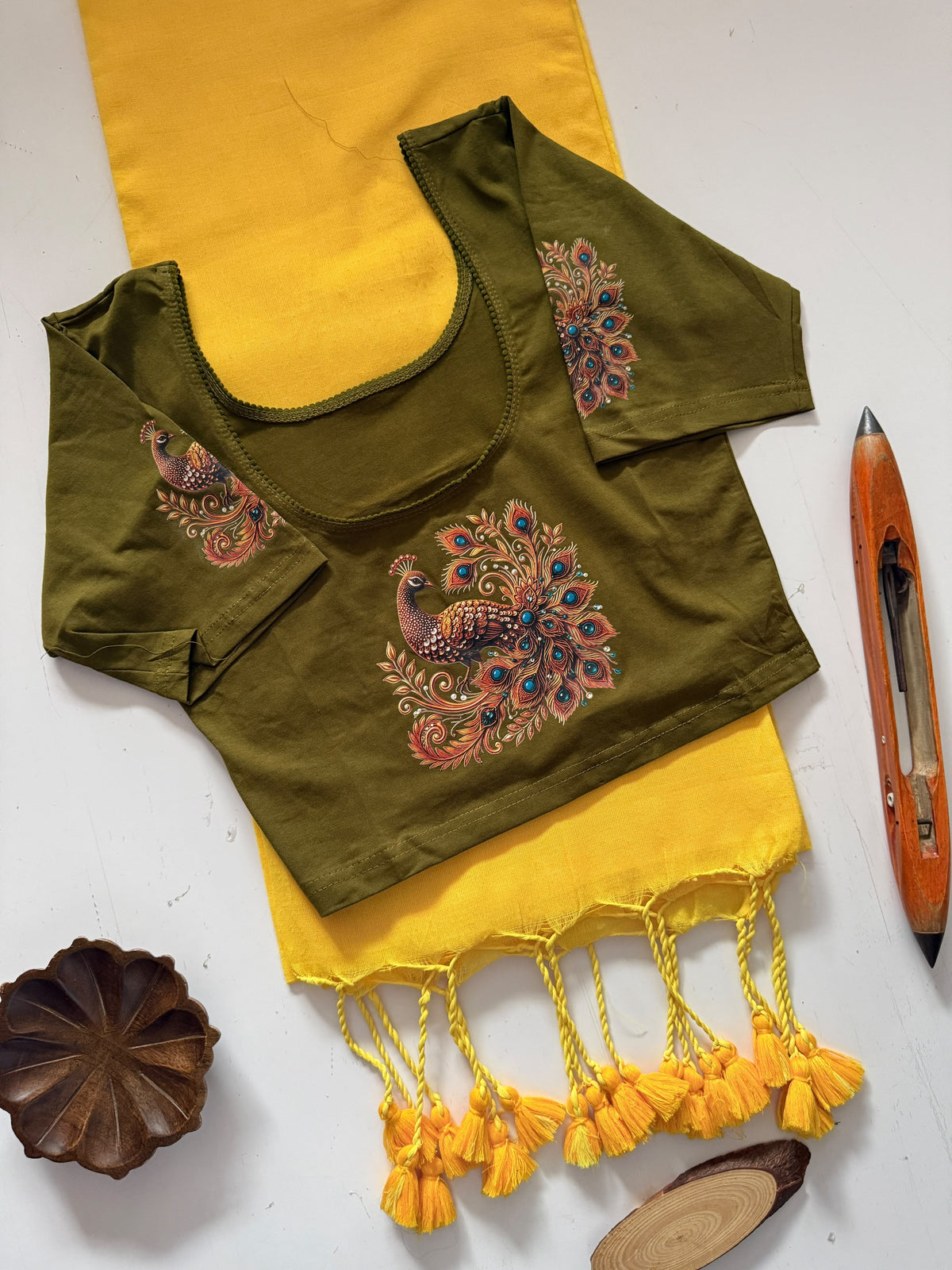 Khadi Cotton Saree & Strechable Blouse