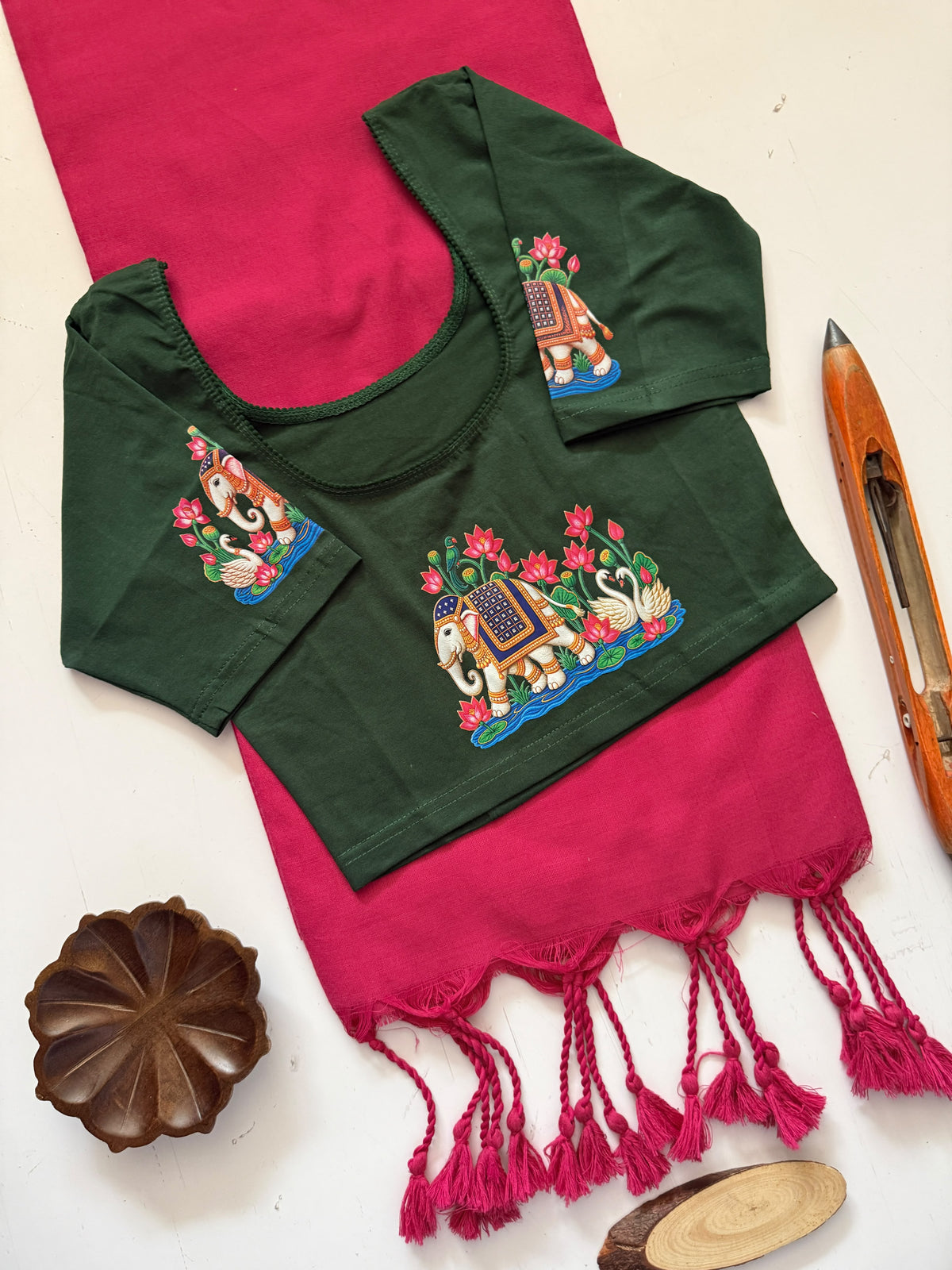 Khadi Cotton Saree & Strechable Blouse