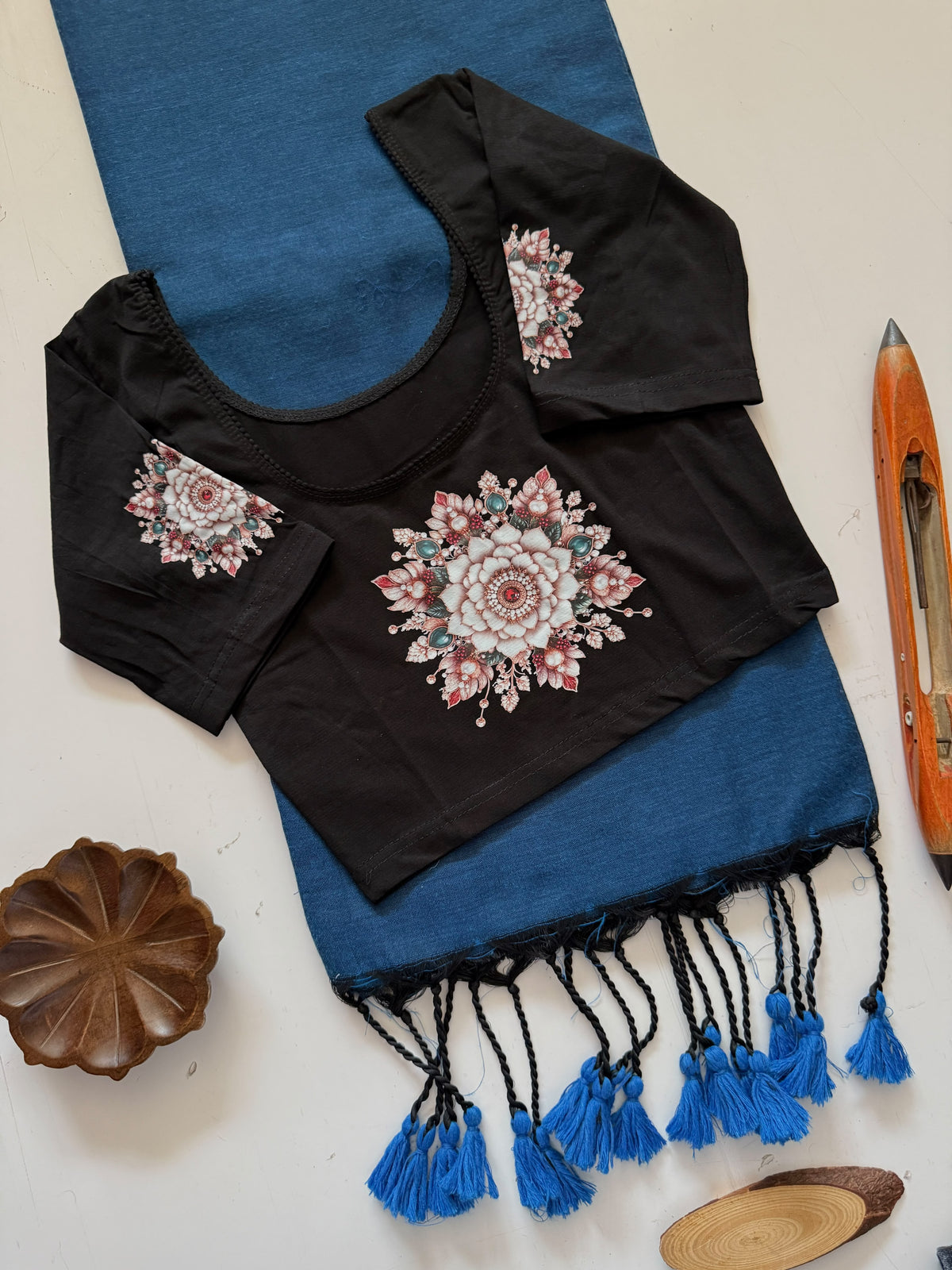 Khadi Cotton Saree & Strechable Blouse