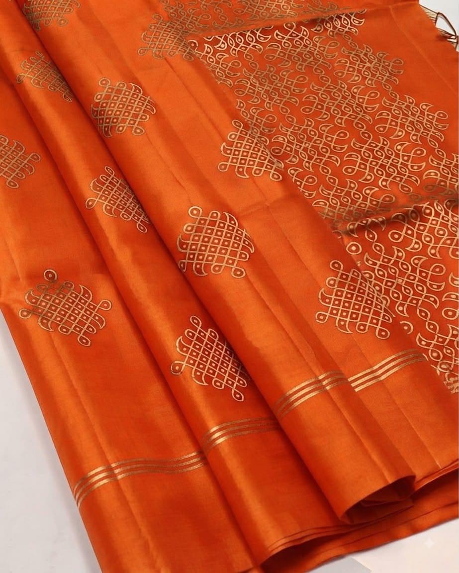 soft silk saree with kolam design