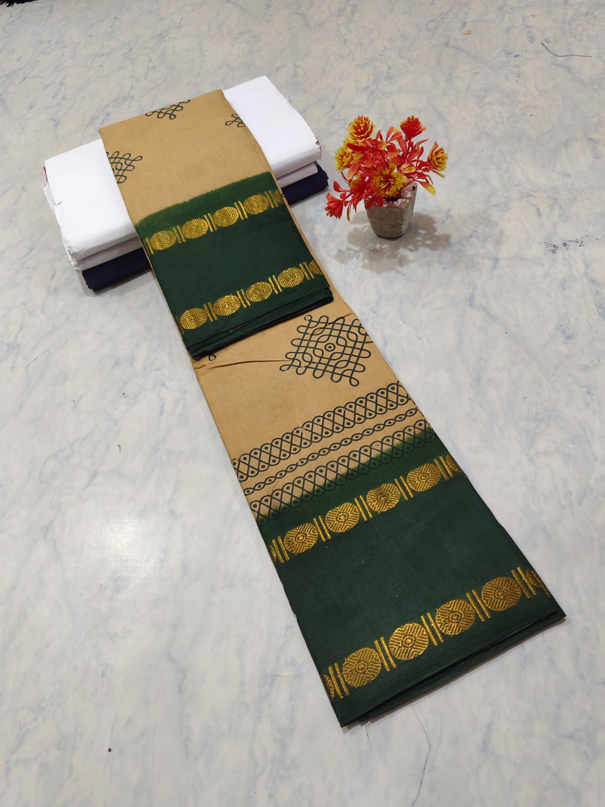 Kolam Printed Cotton Saree