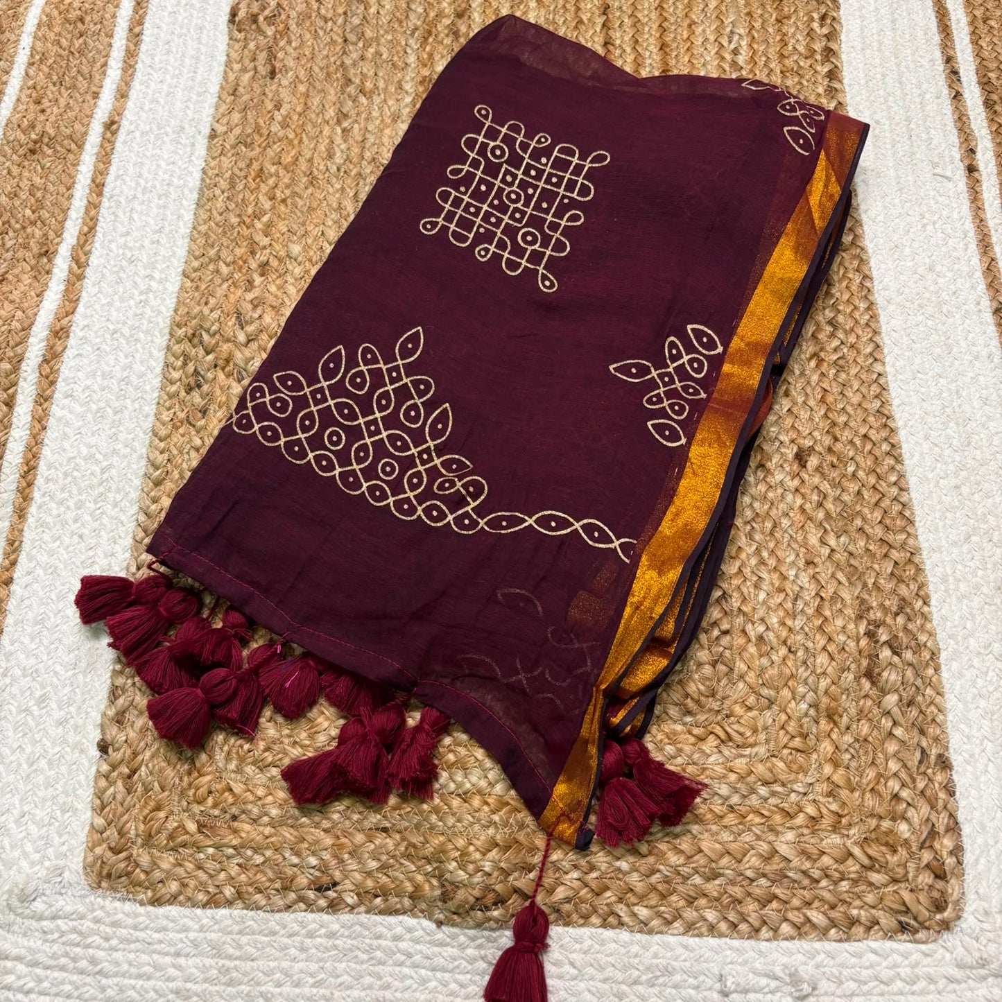 Kolam Printed Cotton Saree