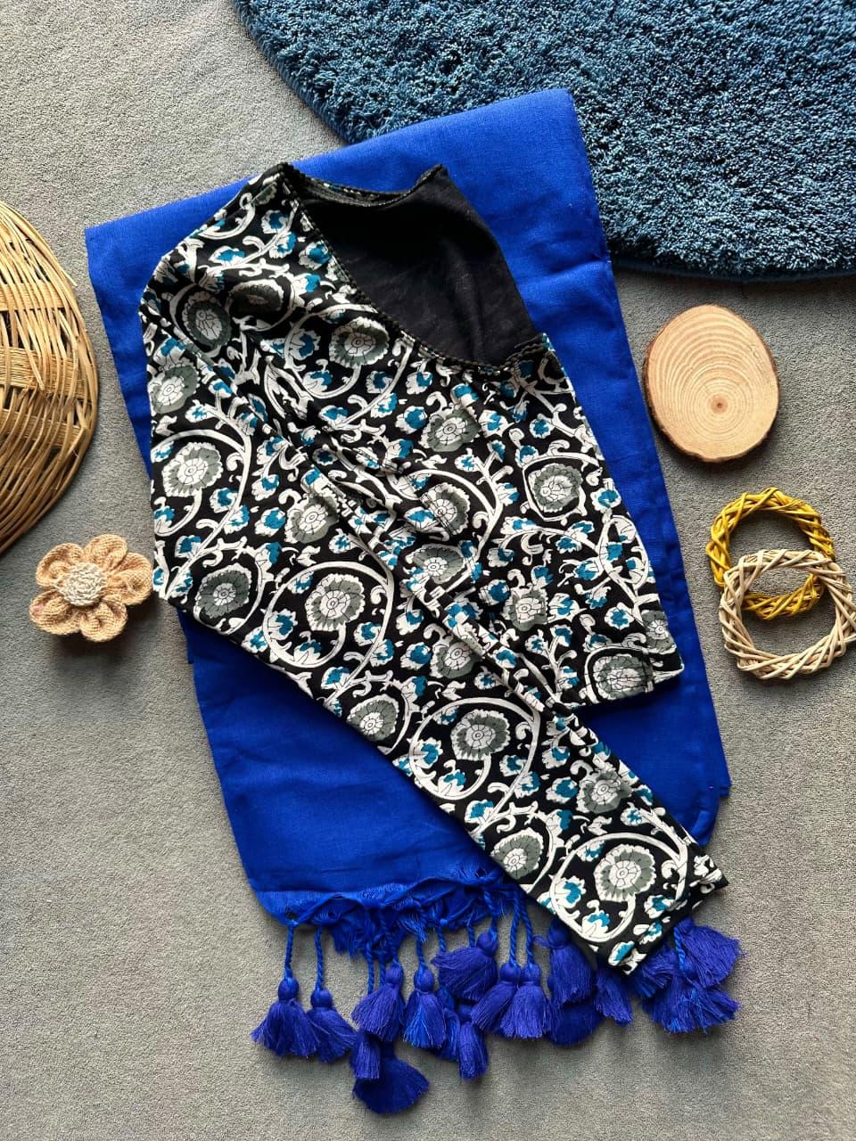 Khadi Stretchable Blouse & Saree