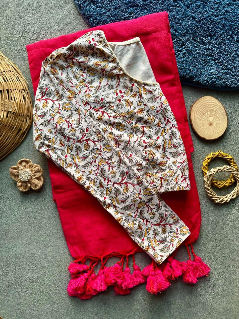 Khadi Stretchable Blouse & Saree