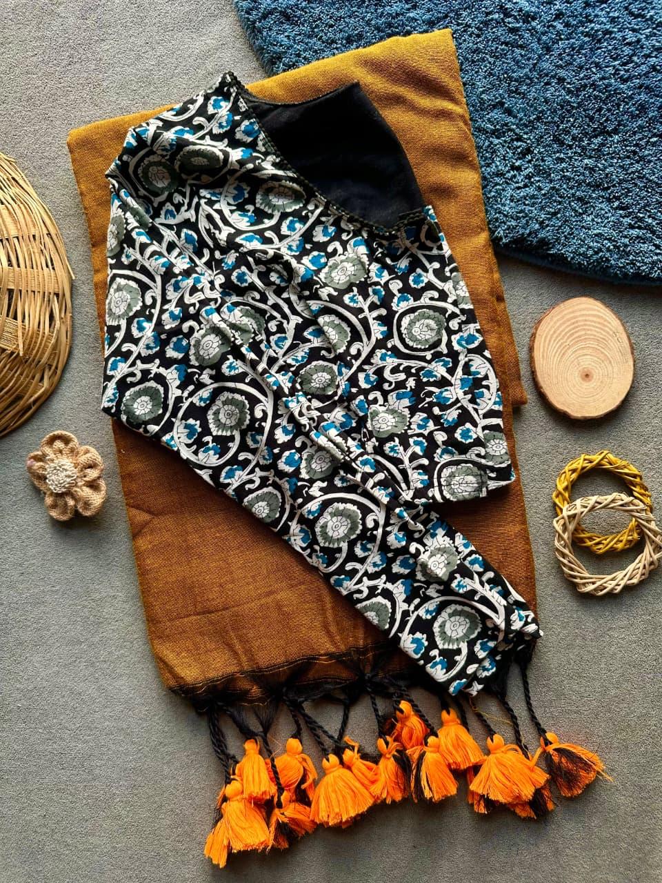 Khadi Stretchable Blouse & Saree