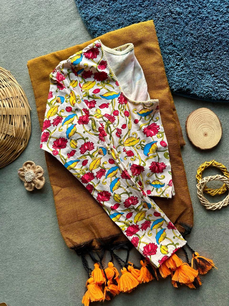 Khadi Stretchable Blouse & Saree