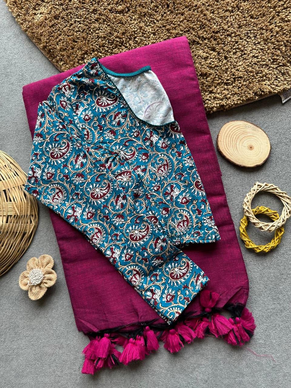 Khadi Stretchable Blouse & Saree