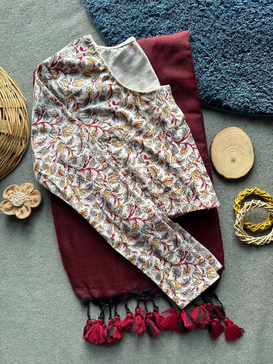 Khadi Stretchable Blouse & Saree