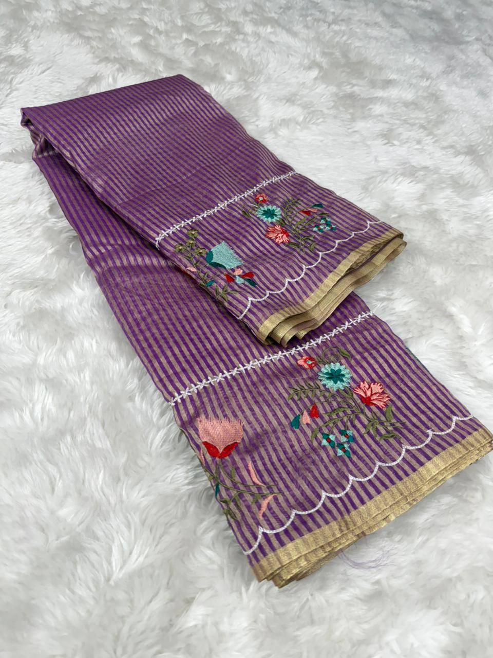 Embroided Border Saree