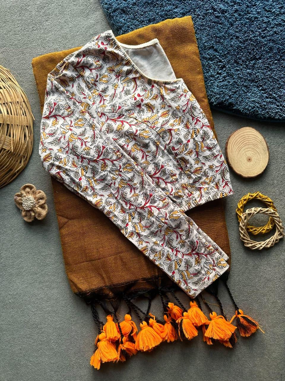 Khadi Stretchable Blouse & Saree