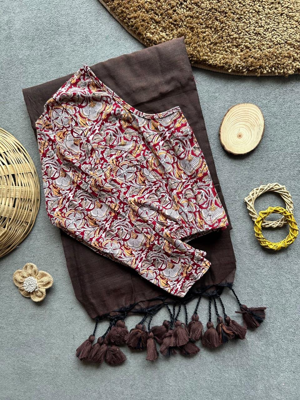 Khadi Stretchable Blouse & Saree