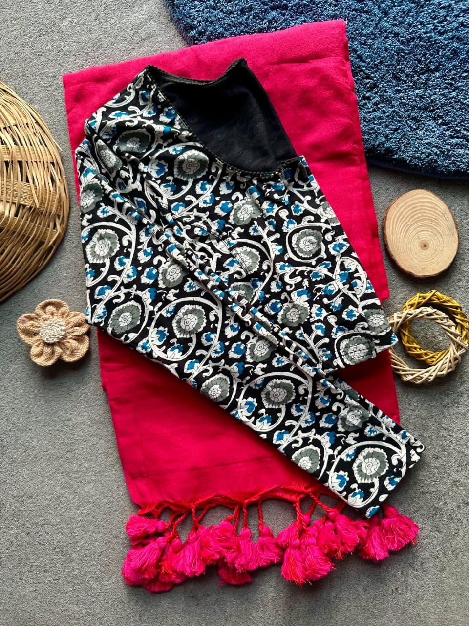Khadi Stretchable Blouse & Saree