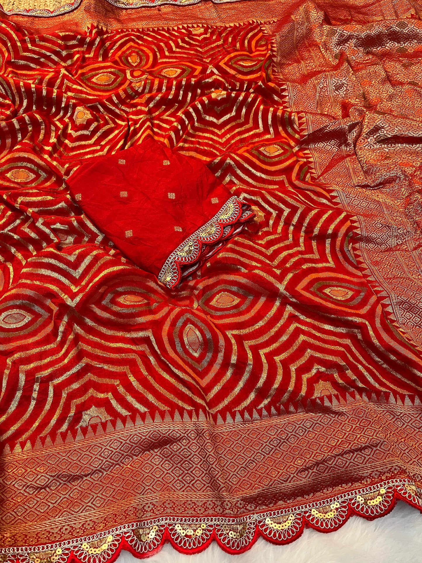 Pure Soft Khadi Georgette Zari Silk Weaving Saree