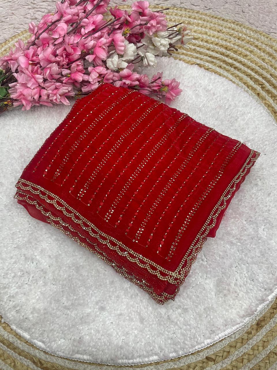 Semi beat work Saree