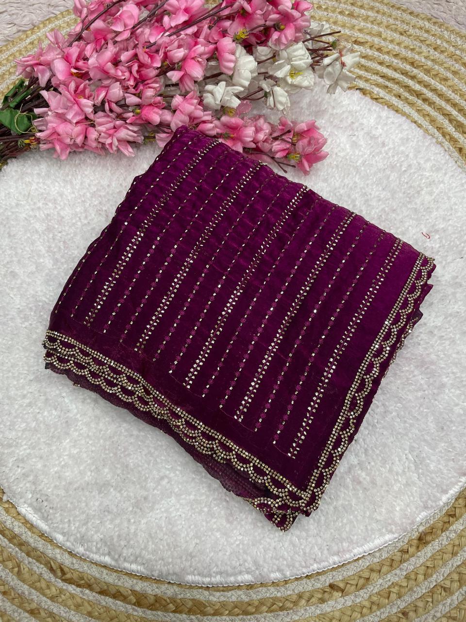 Semi beat work Saree