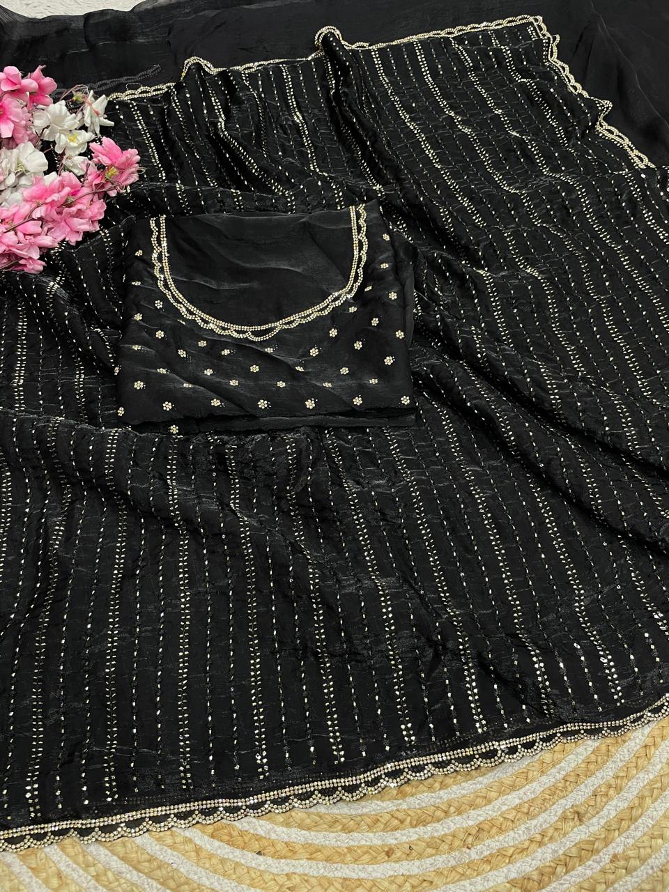 Semi beat work Saree