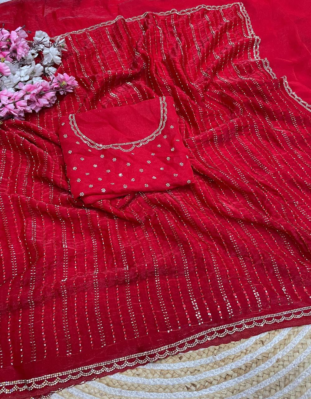 Semi beat work Saree