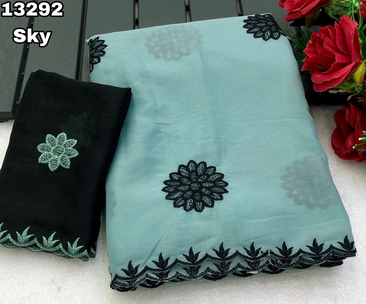 Premium Floral Embroided Saree