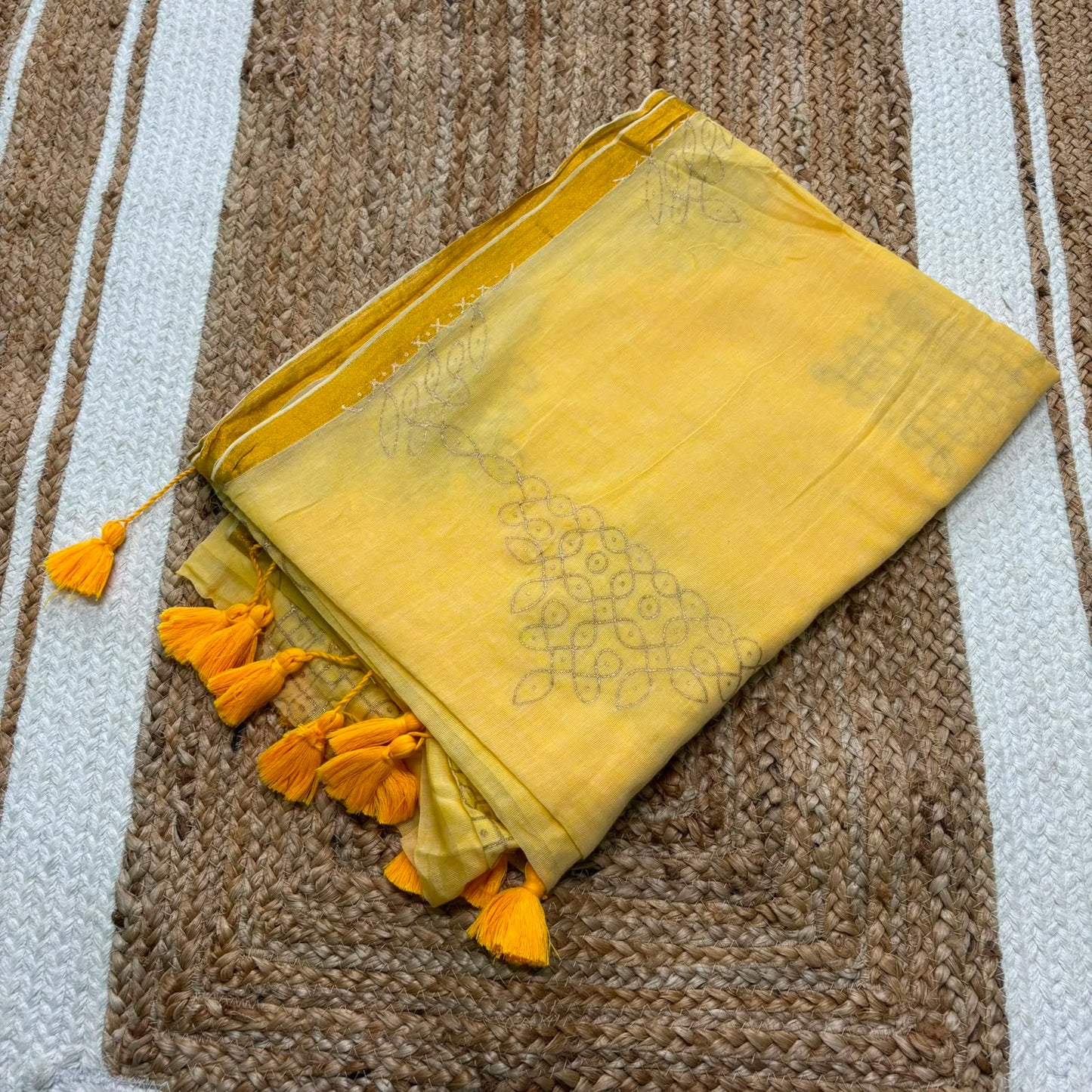Kolam Printed Cotton Saree