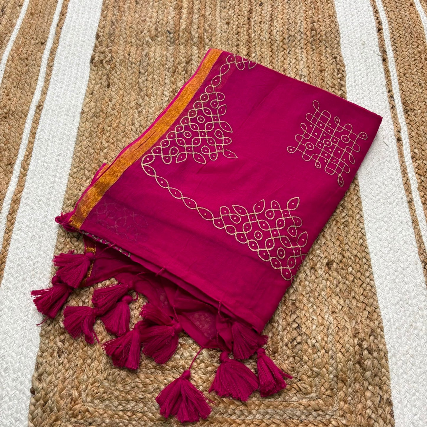Kolam Printed Cotton Saree