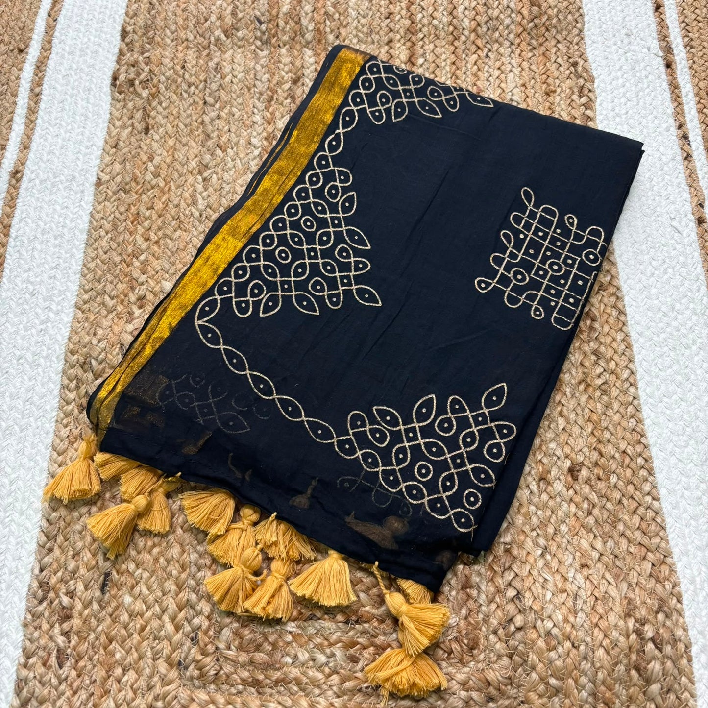 Kolam Printed Cotton Saree