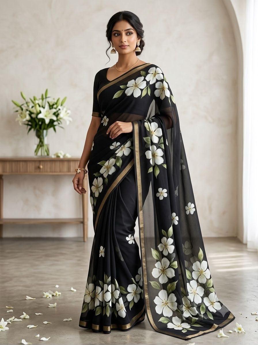 Flower Printed Saree