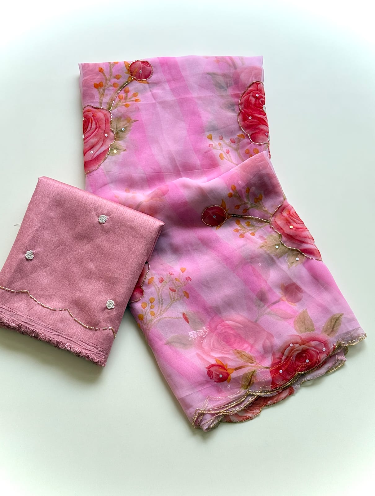 Floral print with Beautiful Saree