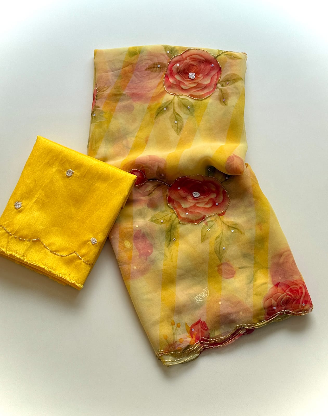 Floral print with Beautiful Saree