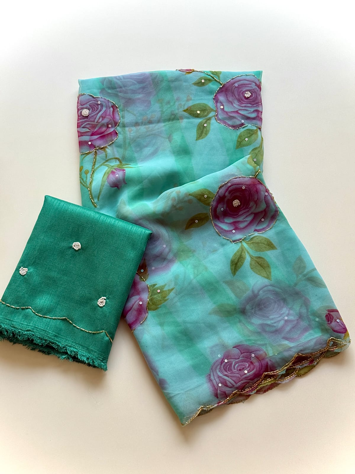 Floral print with Beautiful Saree