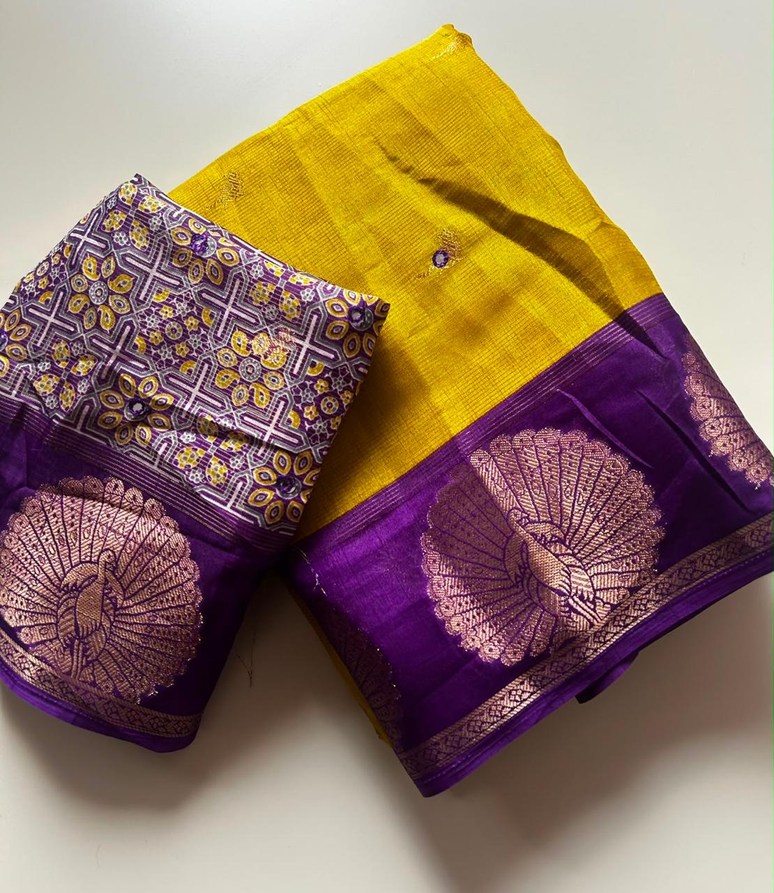 Double Colours Combination Saree